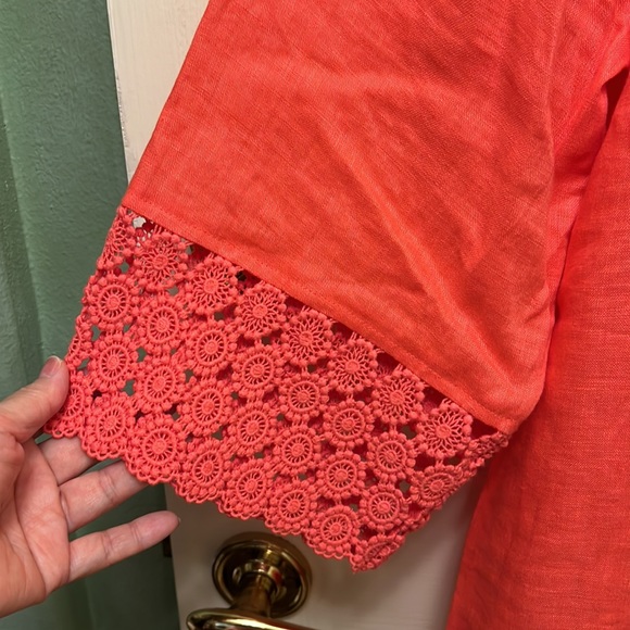 Charter club Luxury spice island Orange linen top blouse 1X NWT - Picture 4 of 7